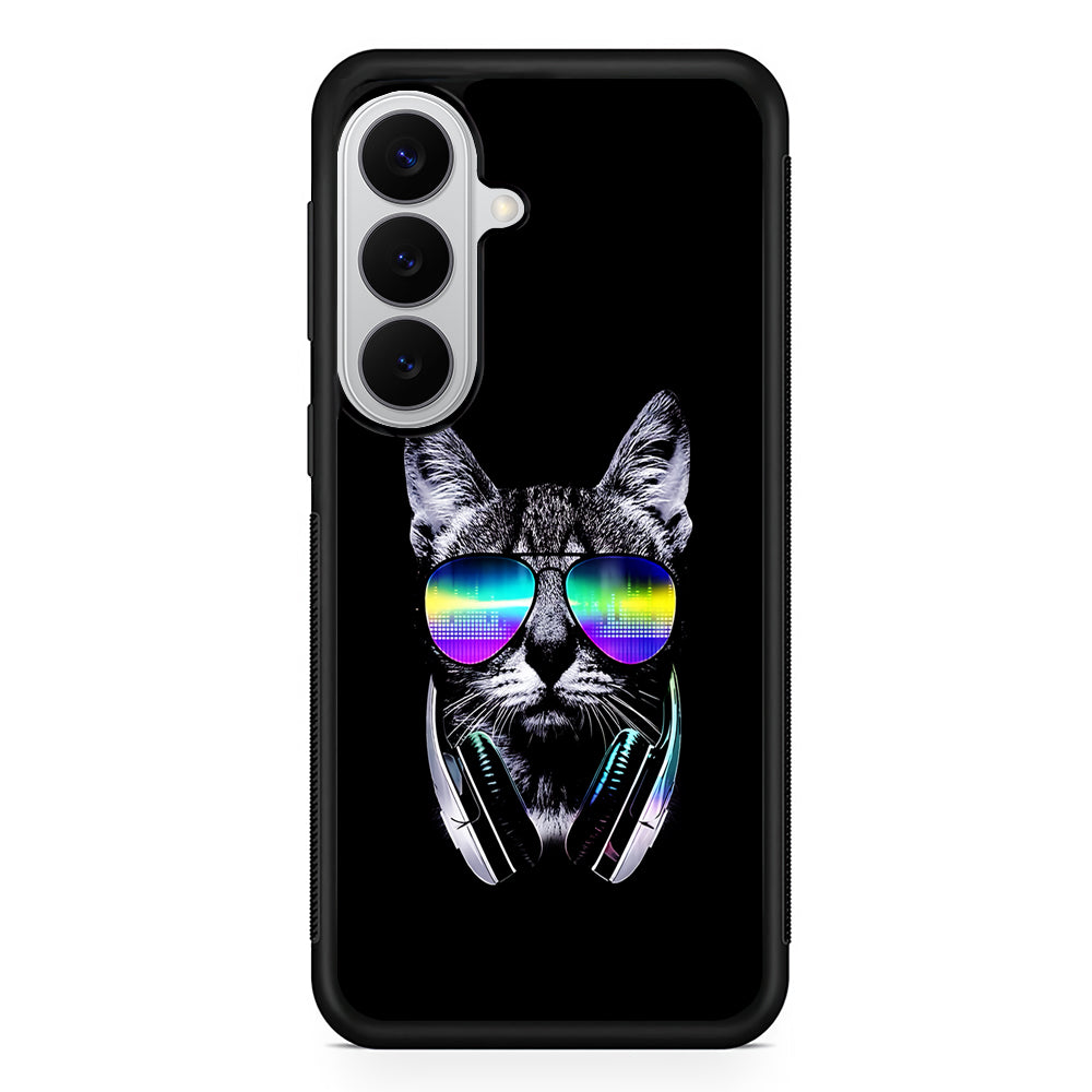 Music Lover Cat DJ Samsung Galaxy S26 Case | Protective Rubber Cover