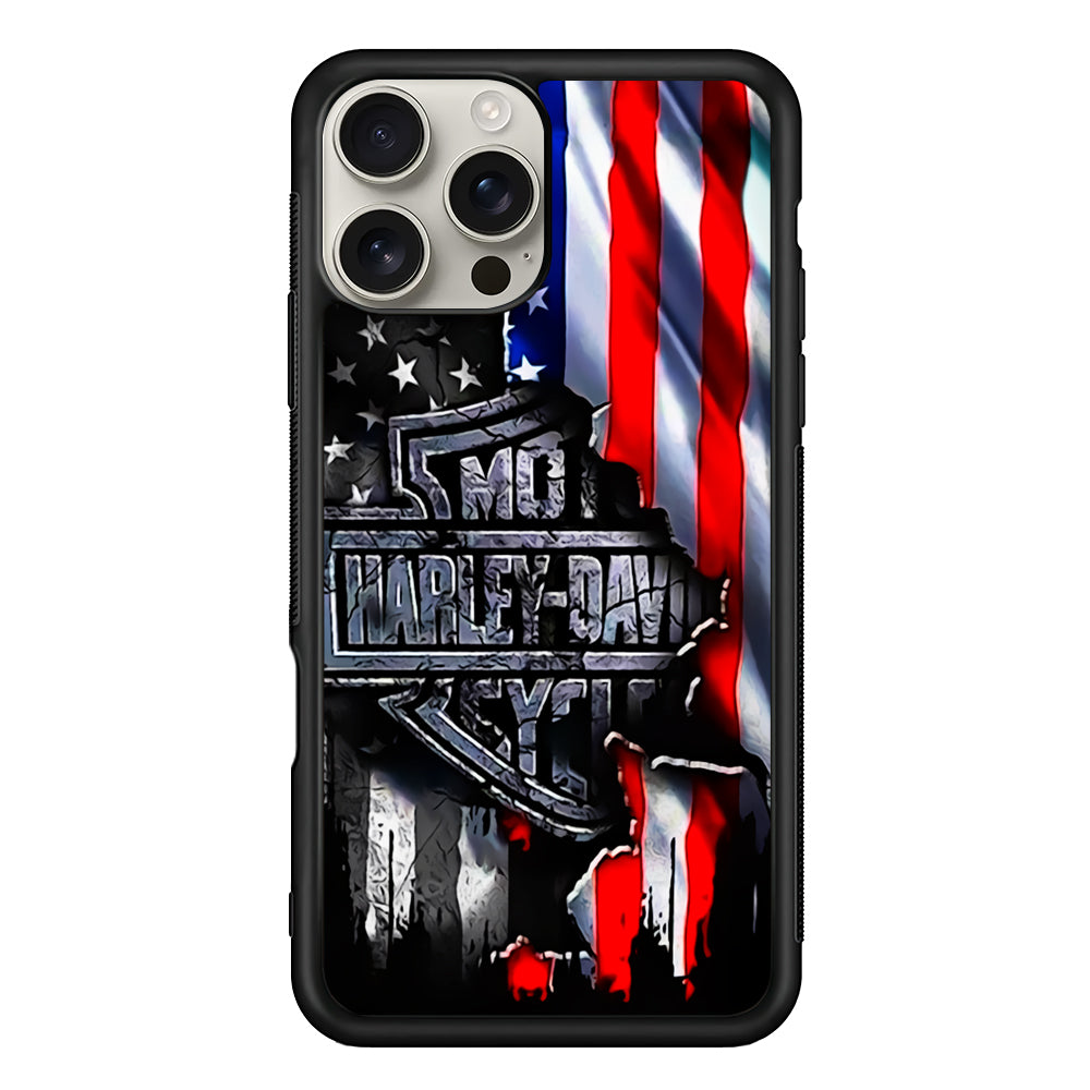Harley Davidson American Flag iPhone 16 Pro Max Case | Durable Everyday Protective Cover