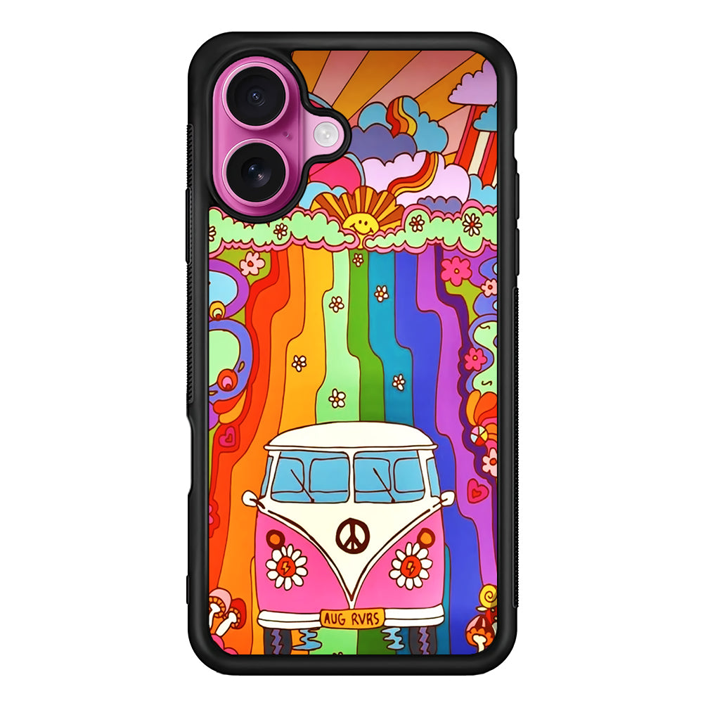 Hippie Aesthetic Rainbow iPhone 17 Case | Slim Protective Rubber Phone Cover