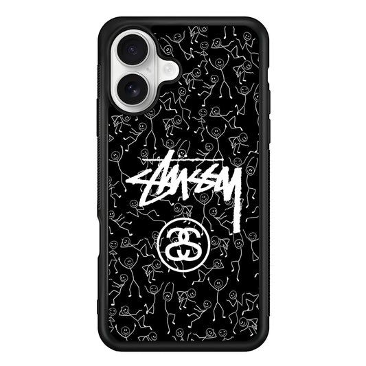Stussy People Dancing iPhone 16 Plus Case | Slim Rubber Case for iPhone 16 Plus