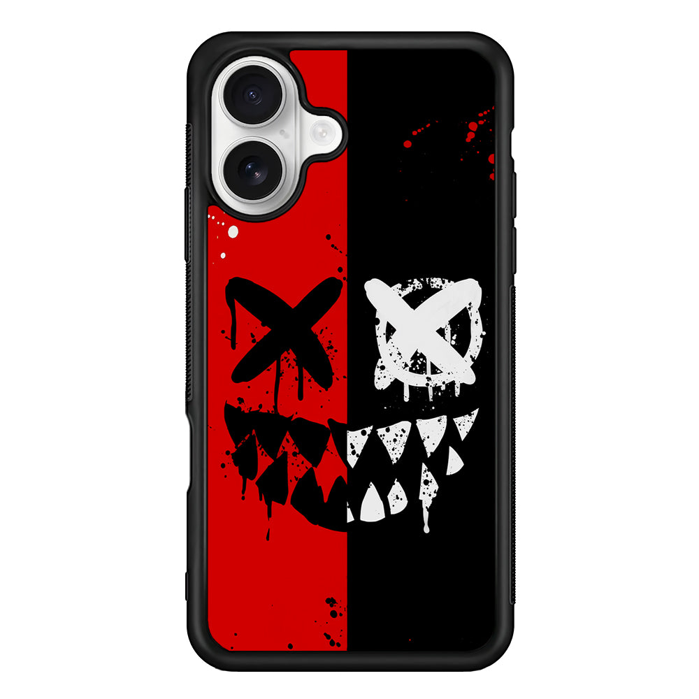 Bad Smiley Face Red Black iPhone 16 Plus Case | Durable Protective Rubber Cover