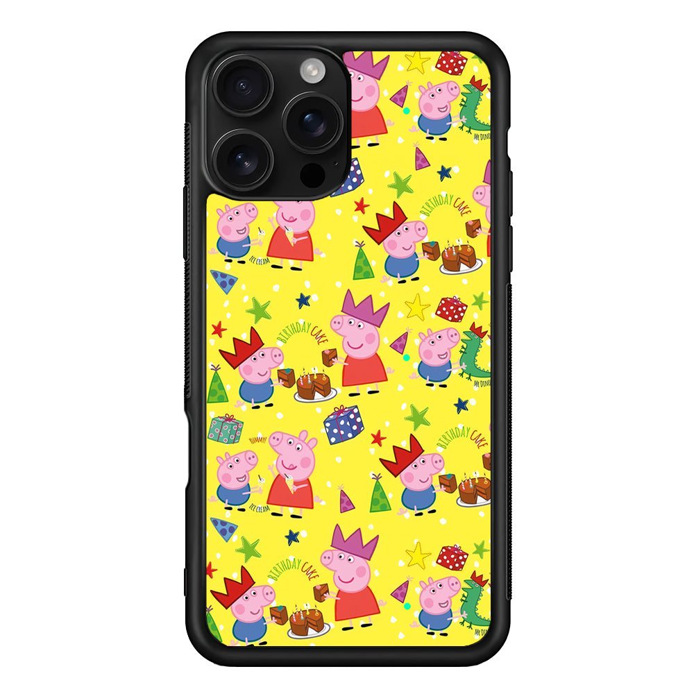 Peppa Pig Happy Birthday Yellow iPhone 16 Pro Case | Durable Protective Case for iPhone 16 Pro