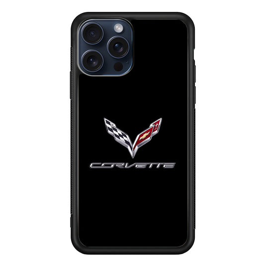 Chevrolet Corvette Logo Black iPhone 15 Pro Max Case | Slim Rubber Case for iPhone 15 Pro Max