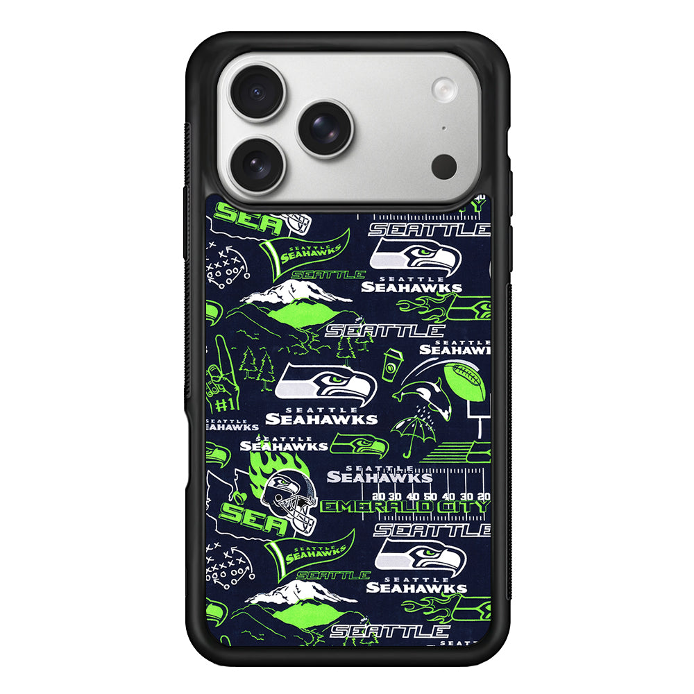 Seattle Seahawks Pattern iPhone 17 Pro Case | Slim Rubber Case for iPhone 17 Pro