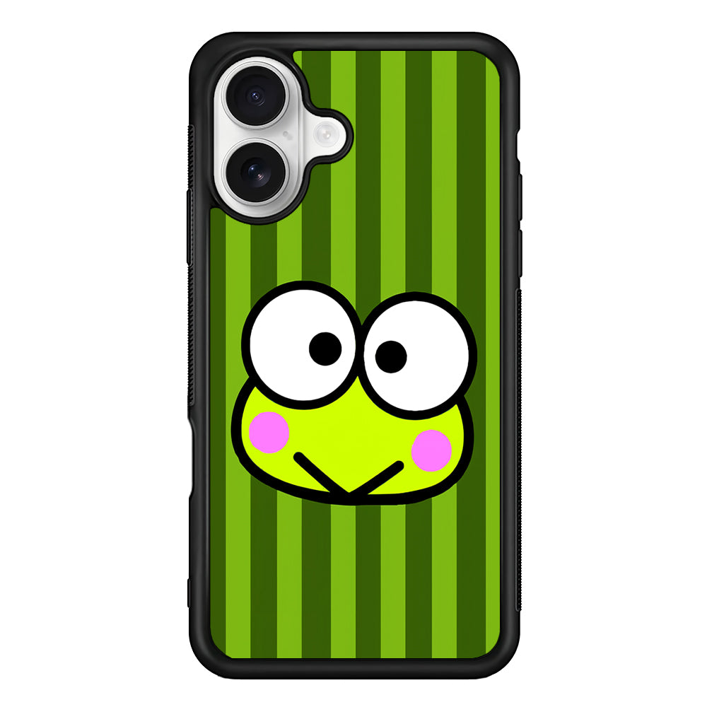 Cutes Keroppi Stripe Green iPhone 16 Plus Case | Durable Protective Rubber Cover