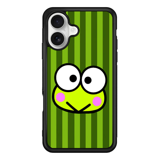 Cutes Keroppi Stripe Green iPhone 16 Plus Case | Durable Protective Rubber Cover