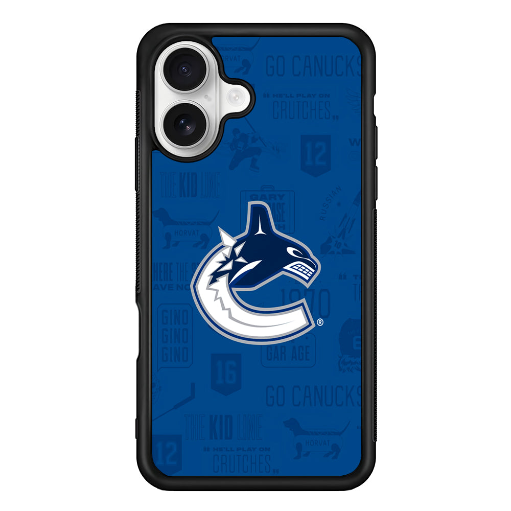 Vancouver Canucks Pattern iPhone 16 Plus Case | Durable Protective Rubber Cover