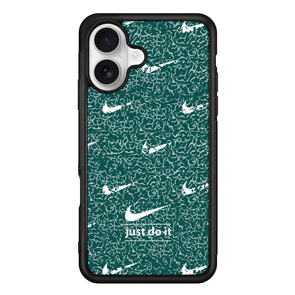 Nike White in Green Patern iPhone 16 Plus Case – Slim Fit Protective Phone Case
