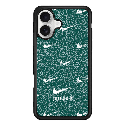 Nike White in Green Patern iPhone 16 Plus Case – Slim Fit Protective Phone Case