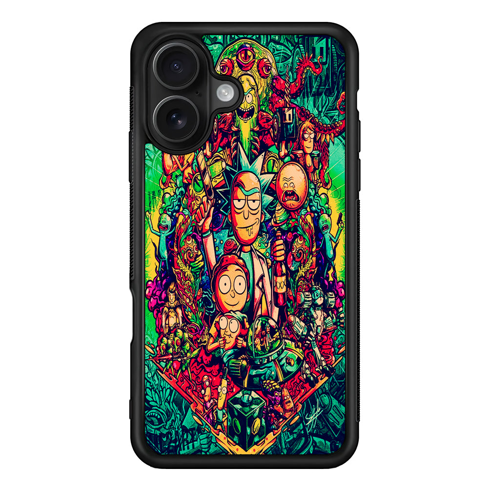 Rick and Morty Cartoon Art iPhone 16 Case - Oxvistore