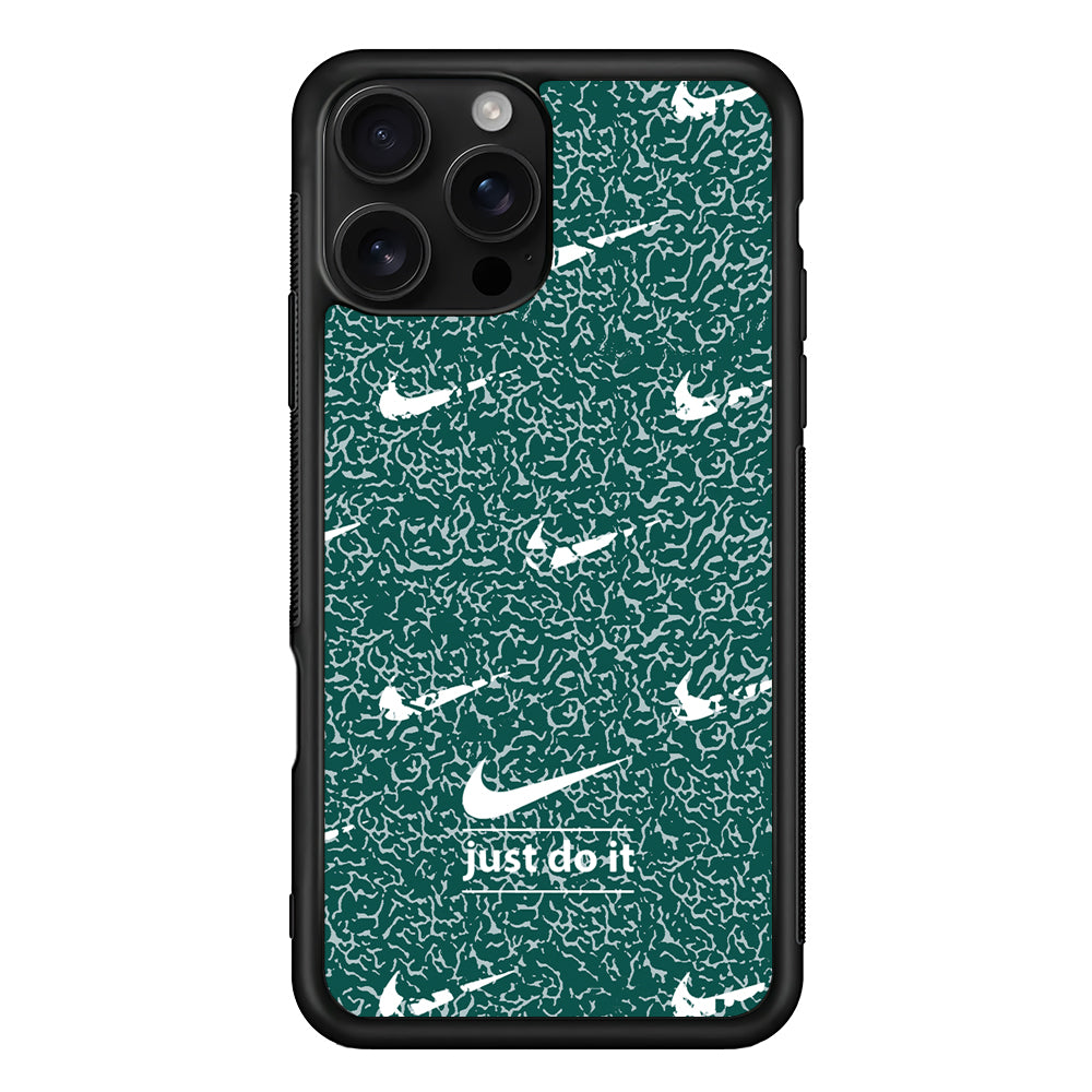 Nike White in Green Patern iPhone 16 Pro Case - Stylish Protective Cover for iPhone 16 Pro