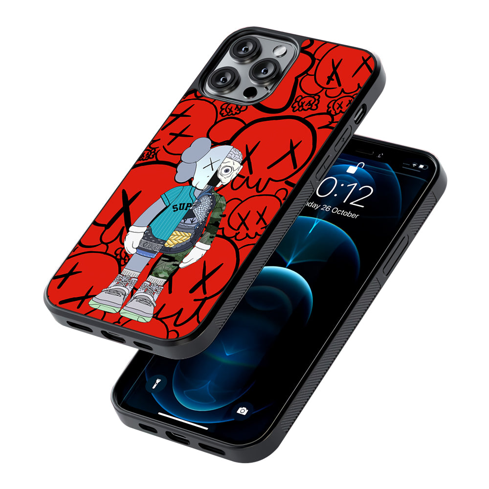 Kaws Graffiti Red 2D Rubber Phone Case | Durable Phone Case