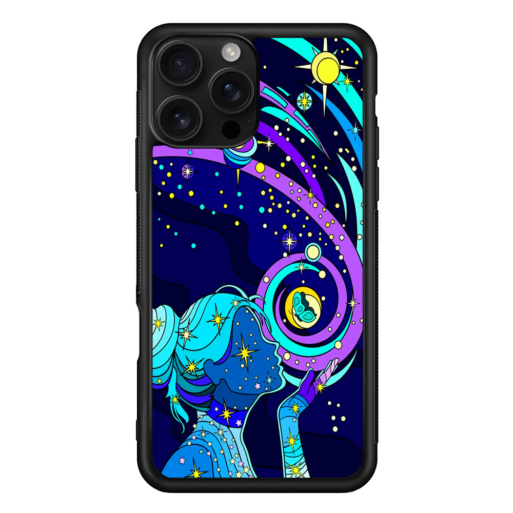 A Woman Blowing Kisses to Planets iPhone 16 Pro Case | Durable Protective Case for iPhone 16 Pro