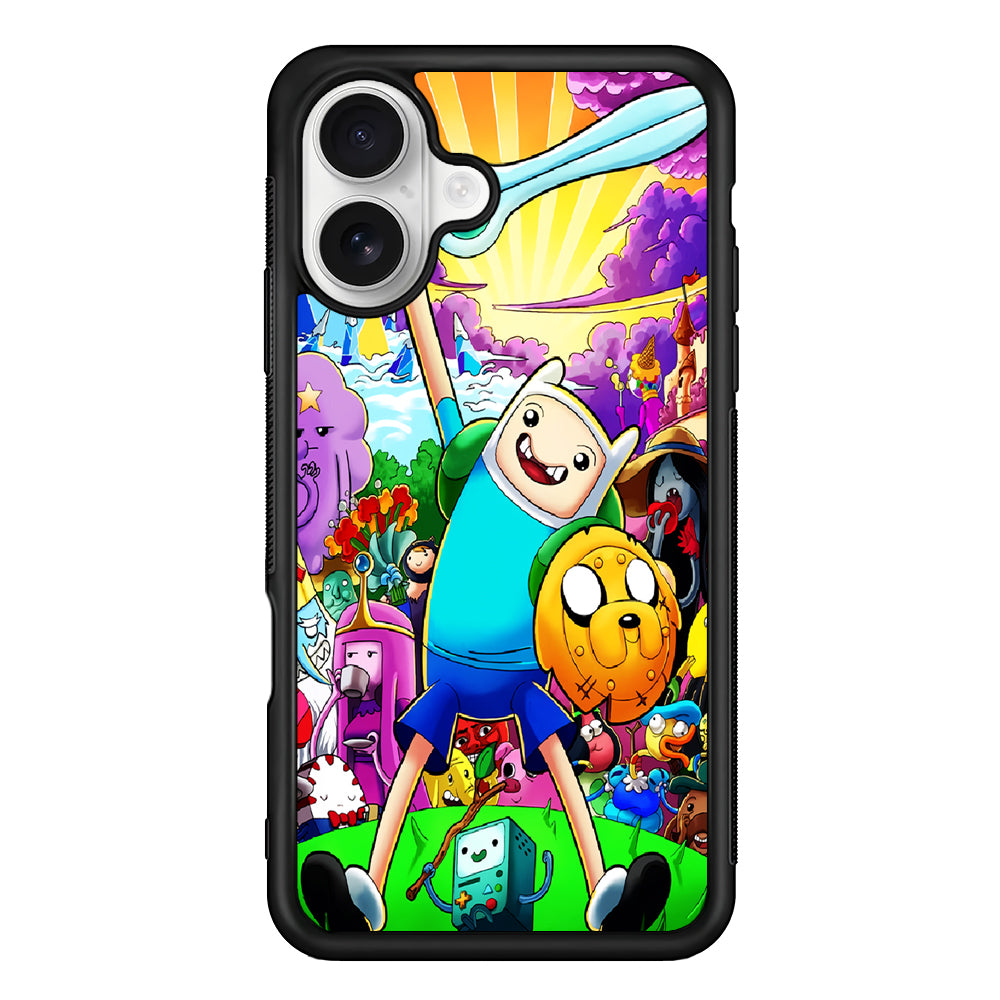Adventure Time Poster Colorfull iPhone 16 Plus Case | Durable Protective Rubber Cover