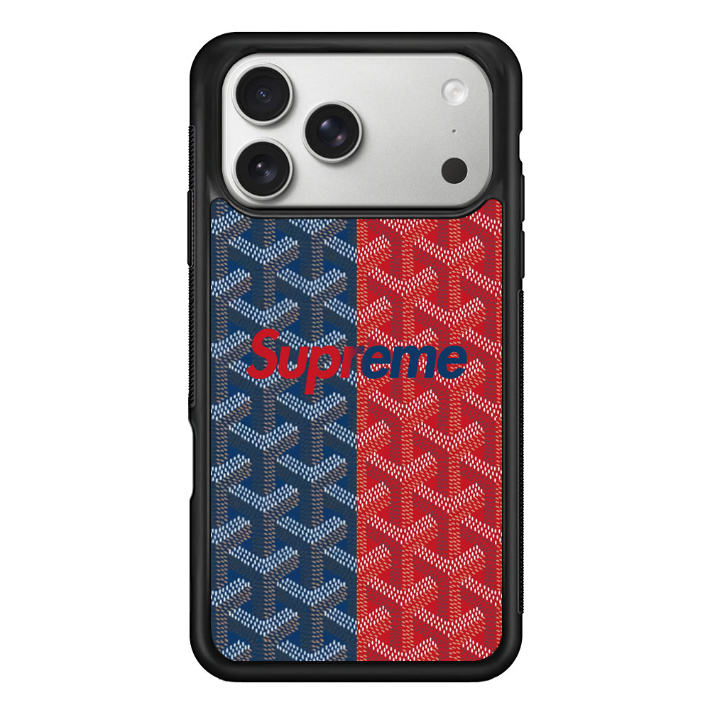 Supreme Blue Red Pattern iPhone 17 Pro Case | Slim Rubber Case for iPhone 17 Pro