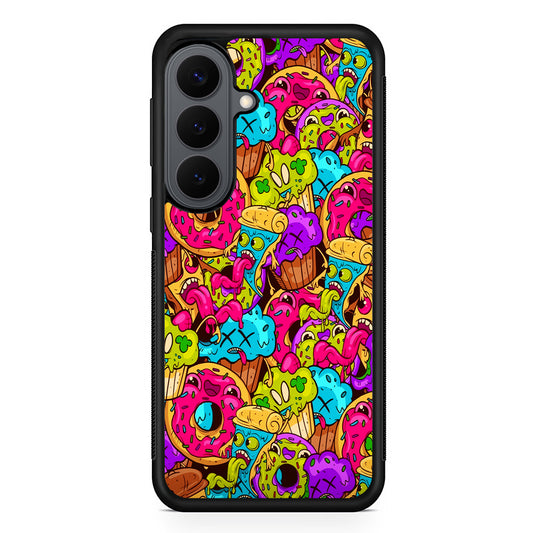 Cartoon Food Monster Doodle Samsung Galaxy S26 Plus Case | Slim Rubber Case for Samsung Galaxy S26 Plus