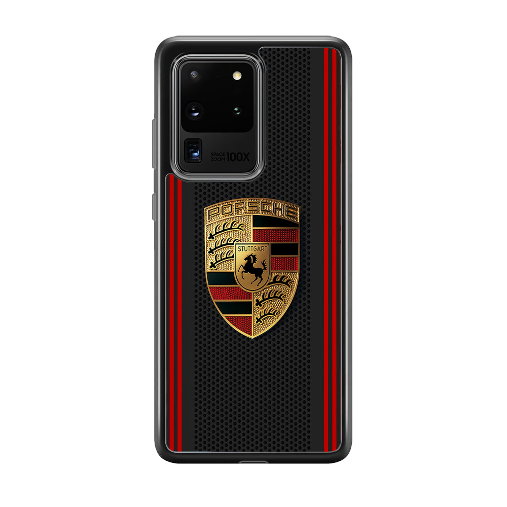 Porsche Gold Emblem Samsung Galaxy S20 Ultra Case | Slim Rubber Case for Samsung Galaxy S20 Ultra