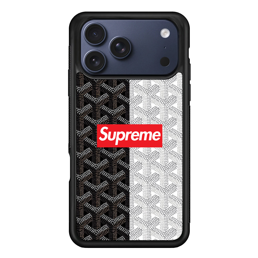 Supreme Black White Pattern iPhone 17 Pro Max Case | Slim Rubber Case for iPhone 17 Pro Max