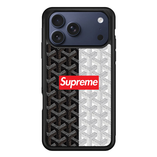 Supreme Black White Pattern iPhone 17 Pro Max Case | Slim Rubber Case for iPhone 17 Pro Max