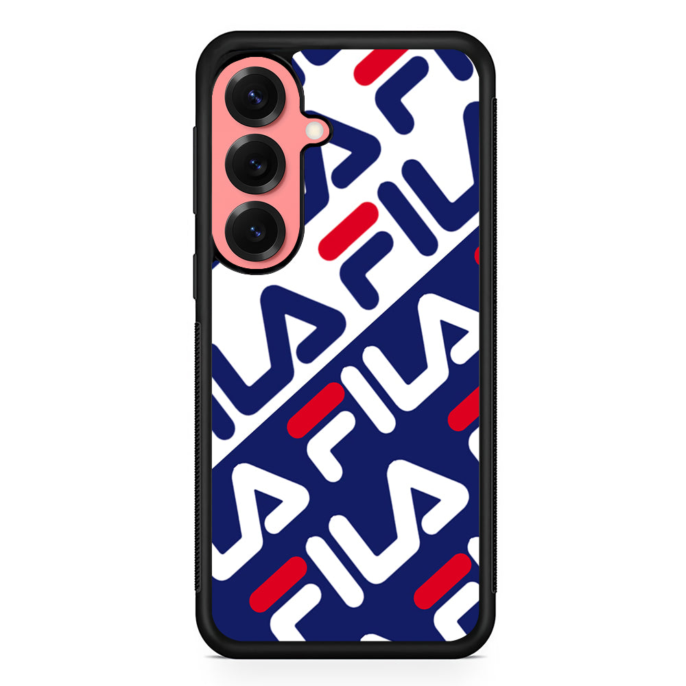 Fila Patern in Slope Samsung Galaxy S25 Case | Slim Rubber Case for Samsung Galaxy S25