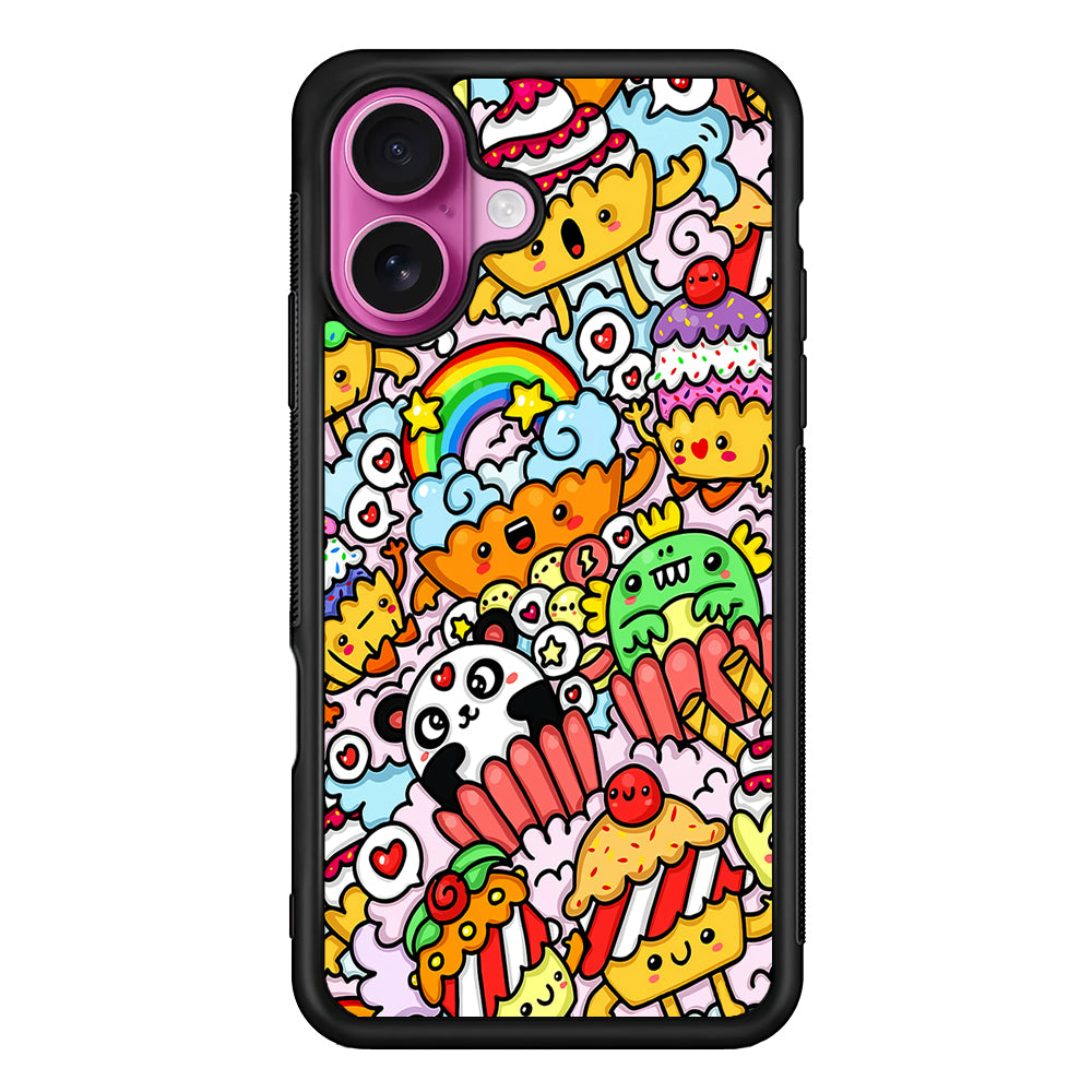 Kawaii Cupcake Graffiti Doodles iPhone 17 Case | Slim Protective Rubber Phone Cover
