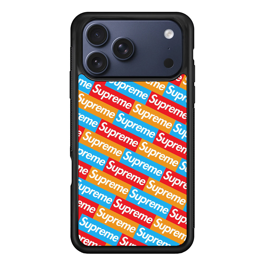 Supreme Colorful iPhone 17 Pro Max Case | Slim Rubber Case for iPhone 17 Pro Max