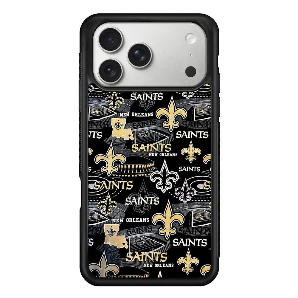 New Orleans Saints Pattern iPhone 17 Pro Case | Slim Rubber Case for iPhone 17 Pro