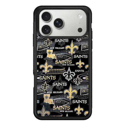 New Orleans Saints Pattern iPhone 17 Pro Case | Slim Rubber Case for iPhone 17 Pro