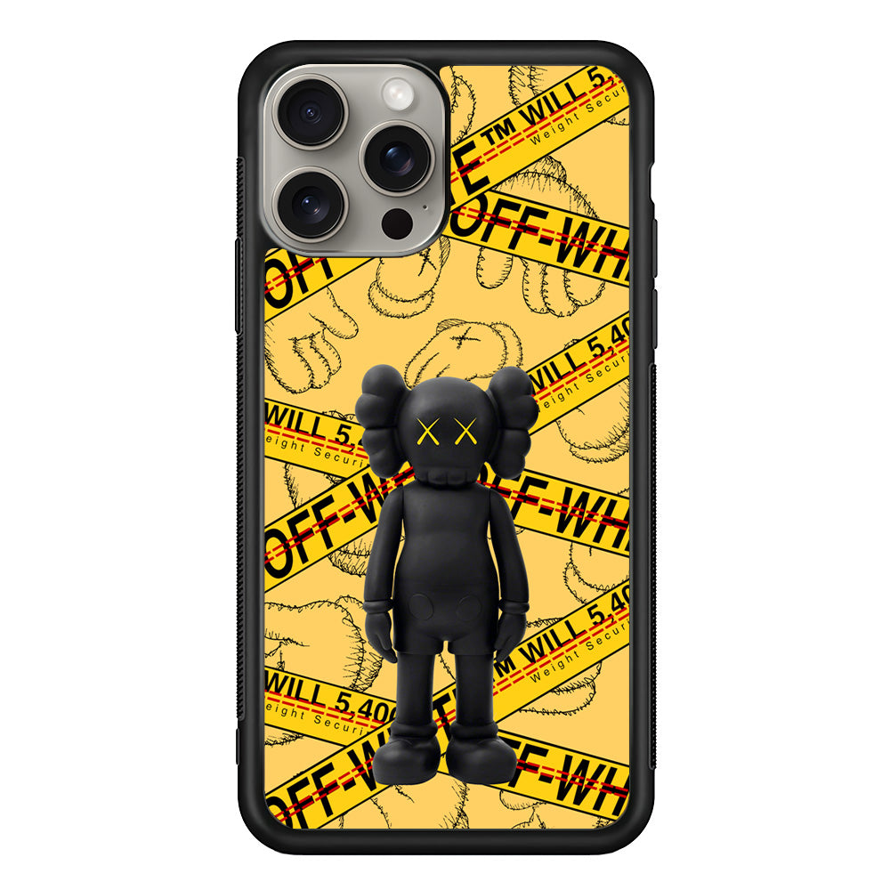 Kaws x Off White Yellow Belt iPhone 15 Pro Case | Slim Rubber Case for iPhone 15 Pro
