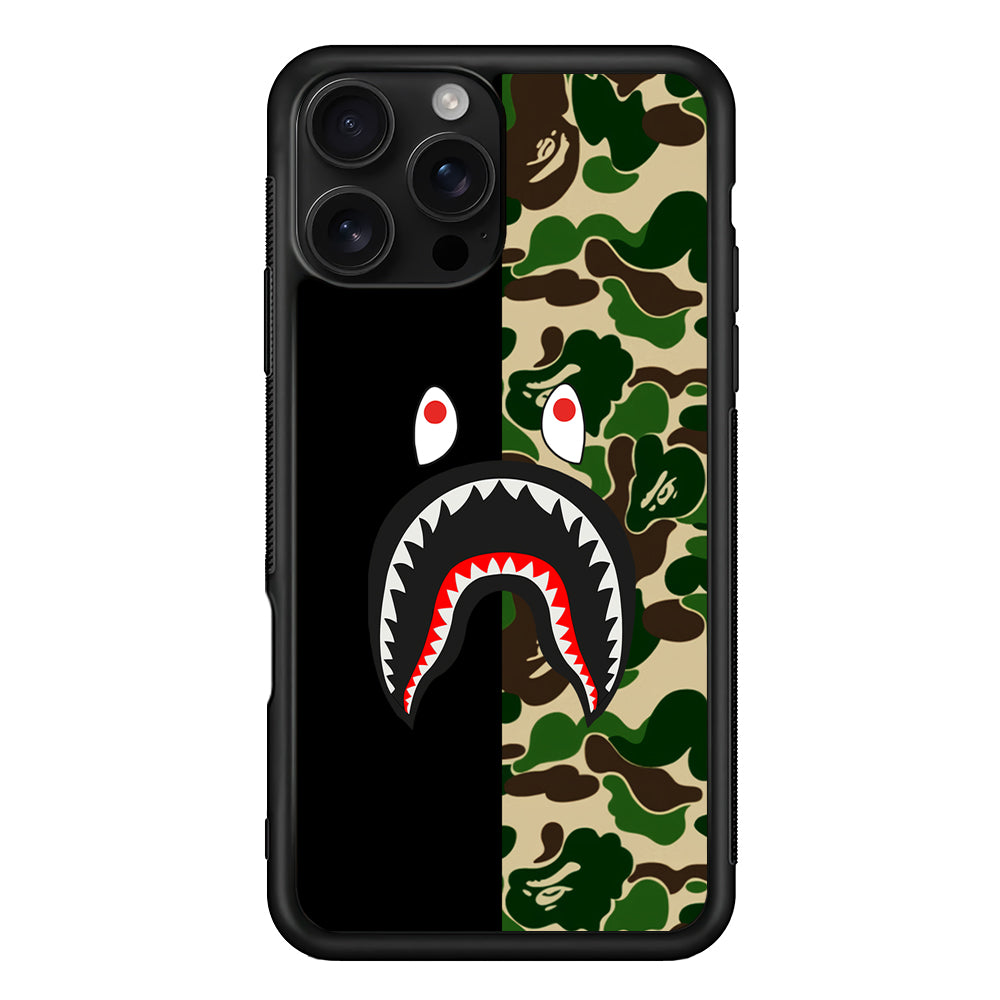 Bape Black Green Camo iPhone 16 Pro Case | Slim Rubber Case for iPhone 16 Pro