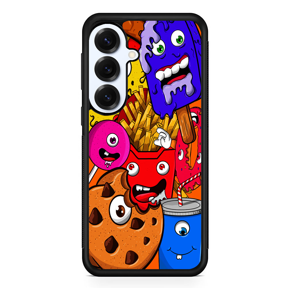 Unhealthy Food Monsters Samsung Galaxy S25 Plus Case | Slim Rubber Cover for Samsung Galaxy S25 Plus