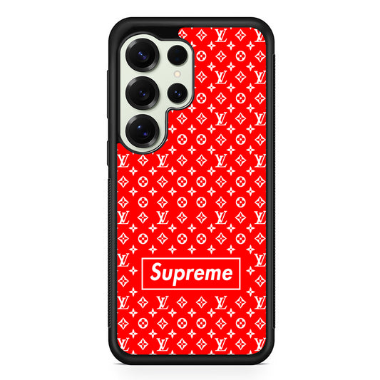 Louis Vuitton X Supreme Red Background Samsung Galaxy S25 Ultra Case | Slim Rubber Case for Samsung Galaxy S25 Ultra