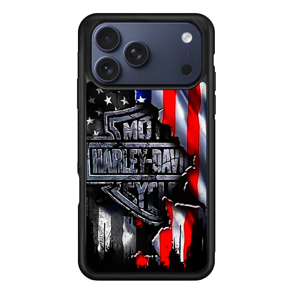 Harley Davidson American Flag iPhone 17 Pro Max Case | Durable Rubber Case for iPhone 17 Pro Max