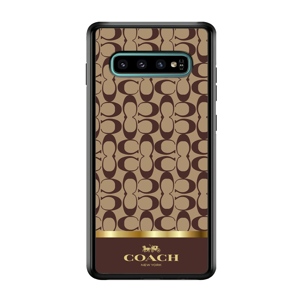 Coach Brown Gold Line Samsung Galaxy S10 Plus Case | Slim Rubber Case for Samsung Galaxy S10 Plus