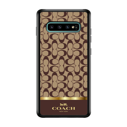 Coach Brown Gold Line Samsung Galaxy S10 Plus Case | Slim Rubber Case for Samsung Galaxy S10 Plus