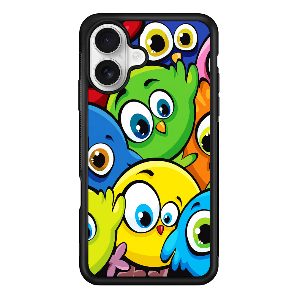 Funny Cartoon Birds iPhone 16 Plus Case | Durable Protective Rubber Cover