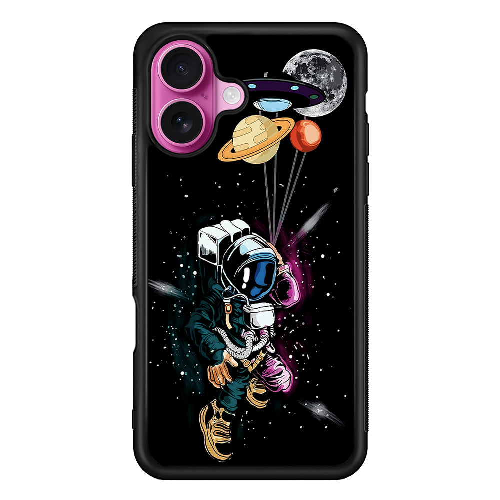 Astronaut UFO Balloon Outer Space iPhone 17 Case | Slim Protective Rubber Phone Cover