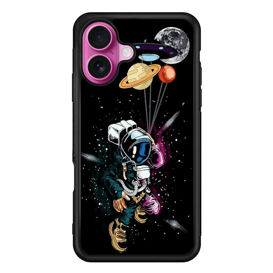 Astronaut UFO Balloon Outer Space iPhone 17 Case | Slim Protective Rubber Phone Cover