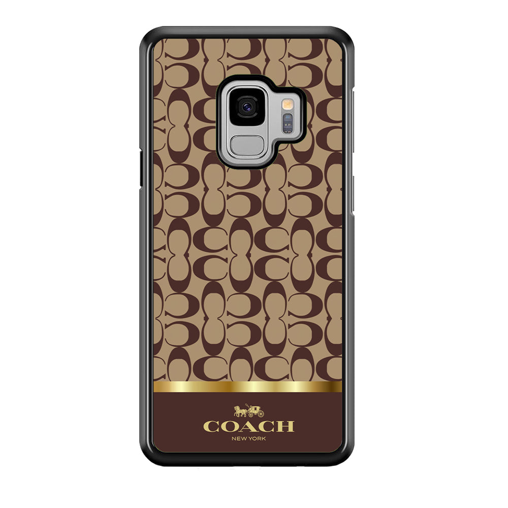 Coach Brown Gold Line Samsung Galaxy S9 Case | Slim Rubber Case for Samsung Galaxy S9