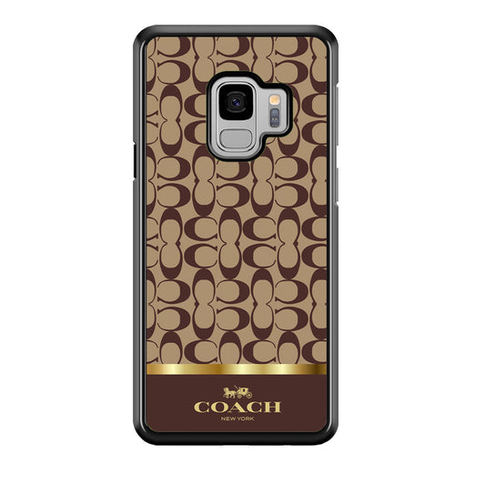 Coach Brown Gold Line Samsung Galaxy S9 Case | Slim Rubber Case for Samsung Galaxy S9