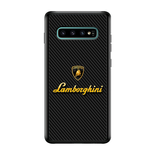 Lamborghini Black Carbon Logo Samsung Galaxy S10 Plus Case | Slim Rubber Case for Samsung Galaxy S10 Plus