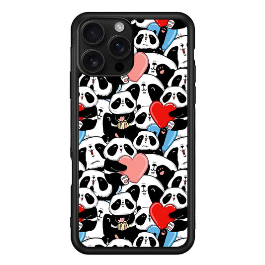 Pink Heart Panda iPhone 16 Pro Case | Durable Protective Case for iPhone 16 Pro