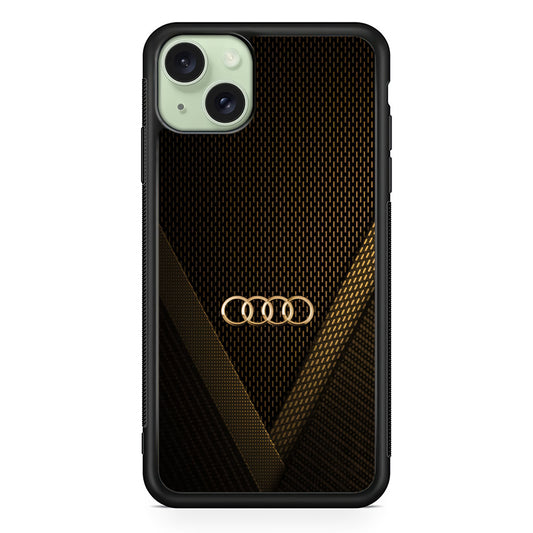 Audi Logo Gold Against a Dark iPhone 14 Plus Case | Slim Rubber Case for iPhone 14 Plus
