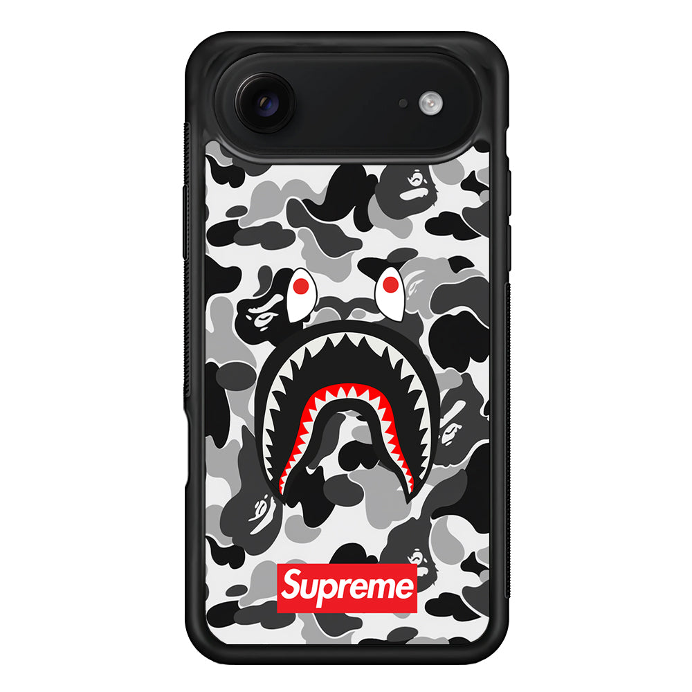 Bape Supreme Black Camo iPhone 17 Air Case | Slim Rubber Case for iPhone 17 Air