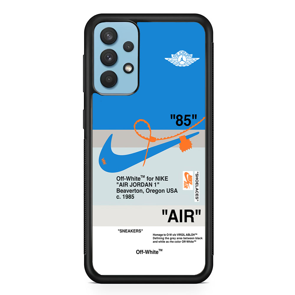 Off White x Nike Air Jordan Blue Samsung Galaxy A32 Case | Slim Rubber Case for Samsung Galaxy A32
