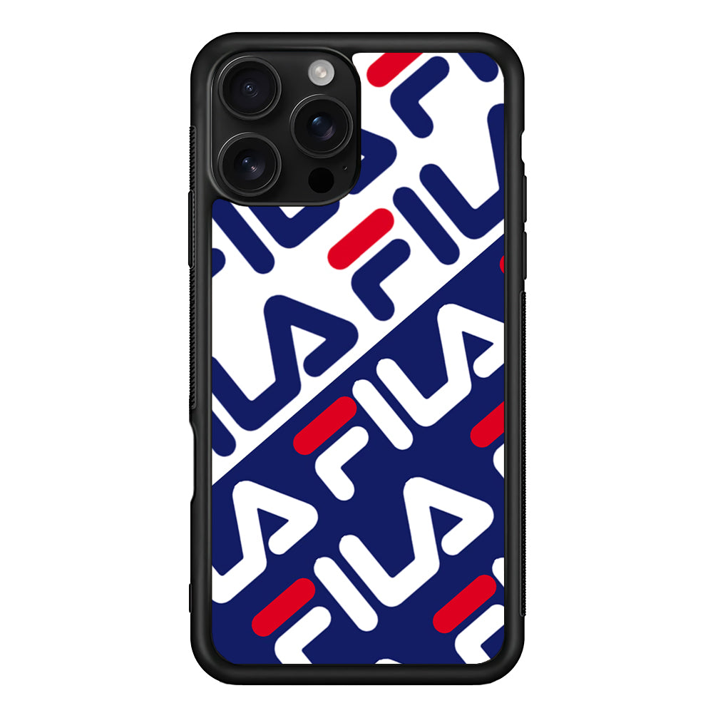 Fila Patern in Slope iPhone 16 Pro Case | Slim Rubber Case for iPhone 16 Pro
