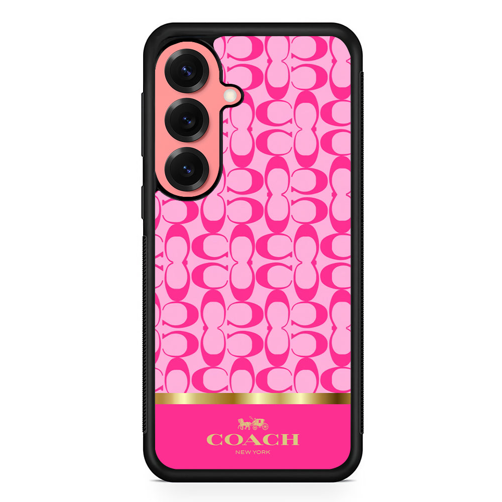 Coach Pink Pattern Samsung Galaxy S25 Case | Slim Rubber Case for Samsung Galaxy S25