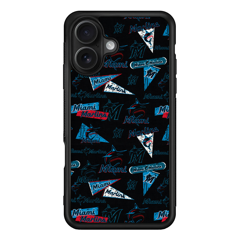 Miami Marlins Pattern iPhone 16 Case - Oxvistore