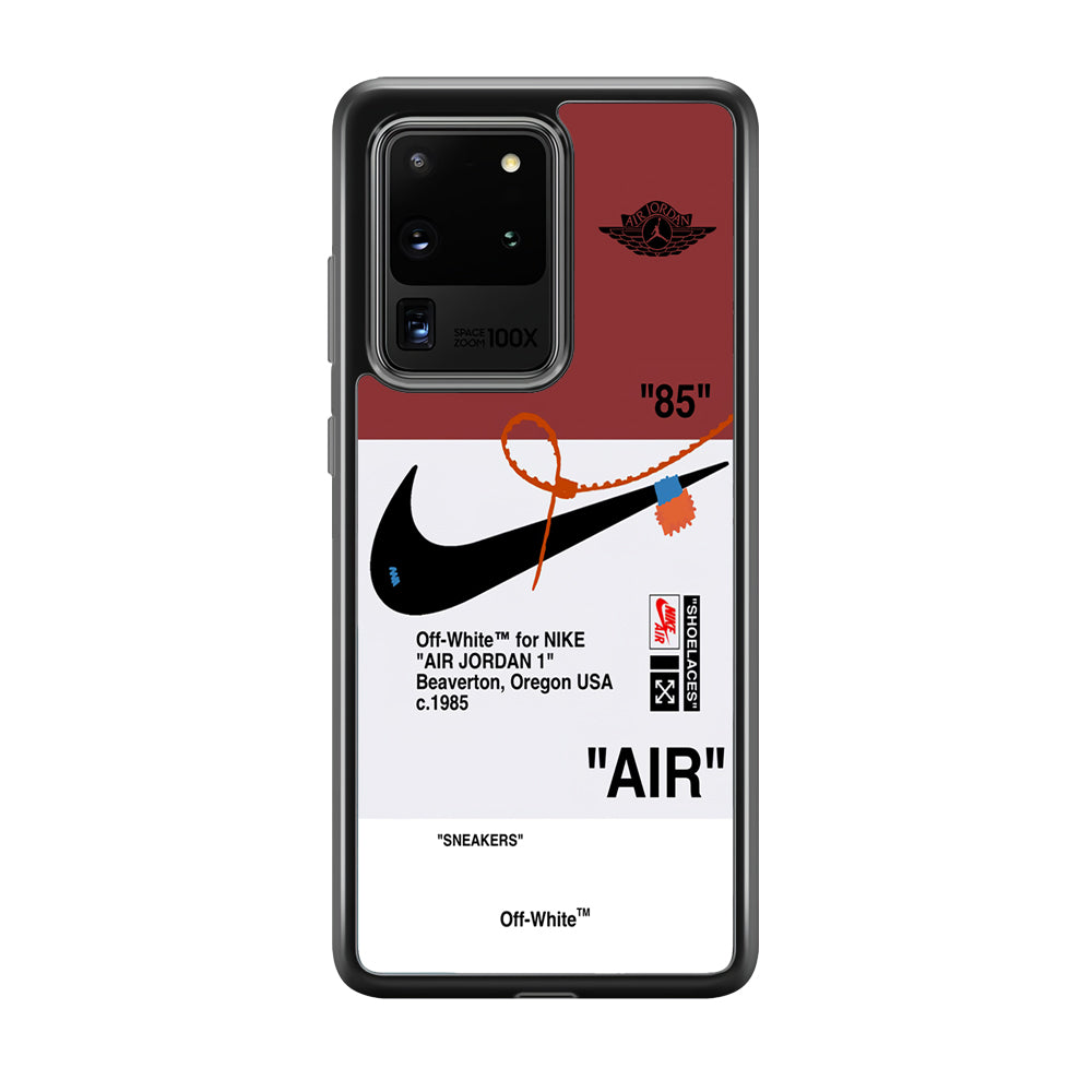 Off White x Nike Air Jordan Red Samsung Galaxy S20 Ultra Case | Slim Rubber Case for Samsung Galaxy S20 Ultra