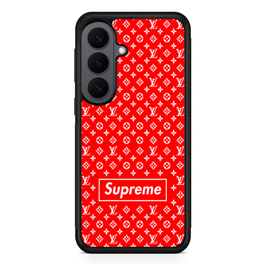 Louis Vuitton X Supreme Red Background Samsung Galaxy S26 Plus Case | Slim Rubber Case for Samsung Galaxy S26 Plus